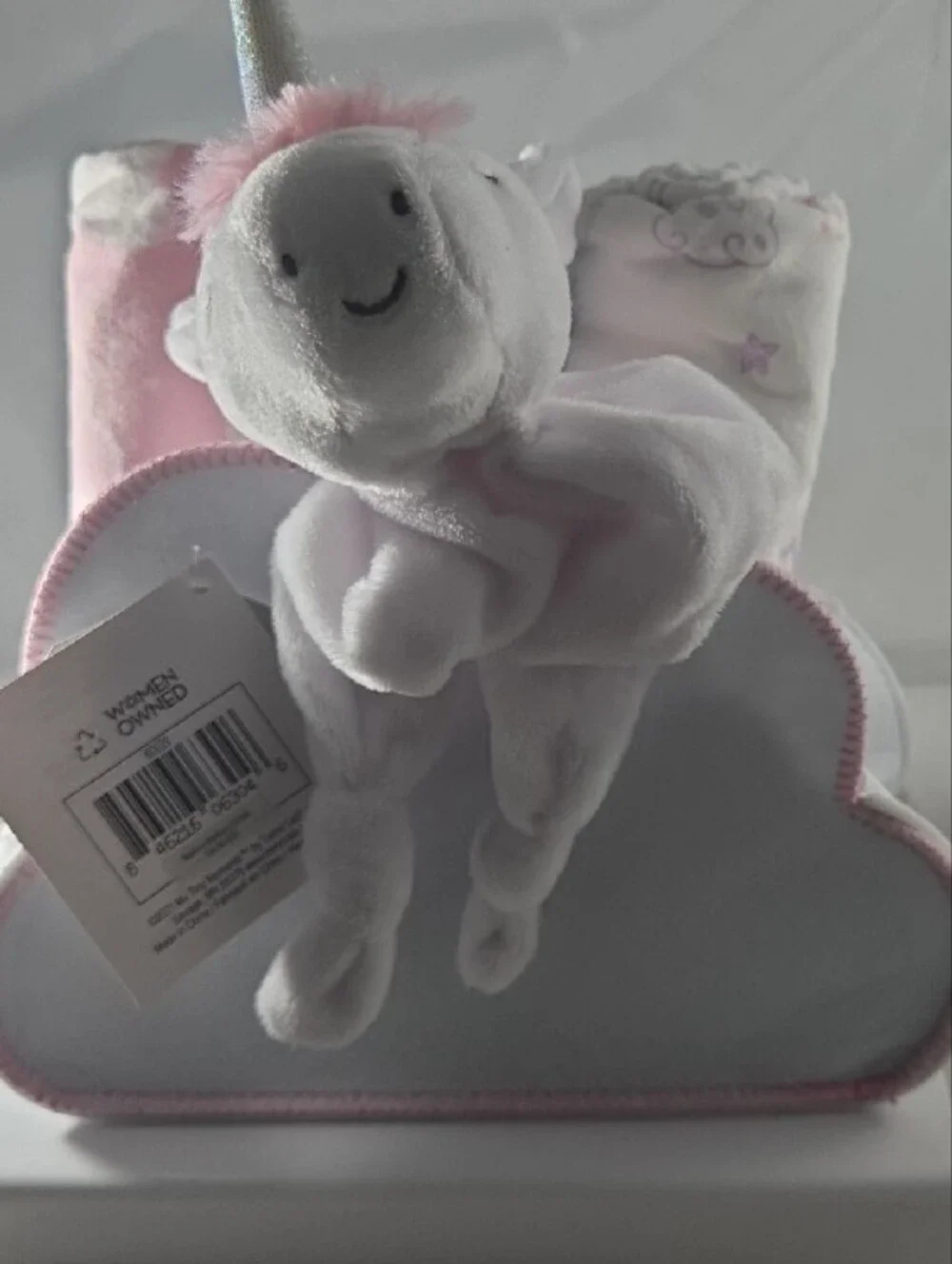 Welcome Little One: Plush Unicorn Security Blanket, 3 Receiving Blankets.